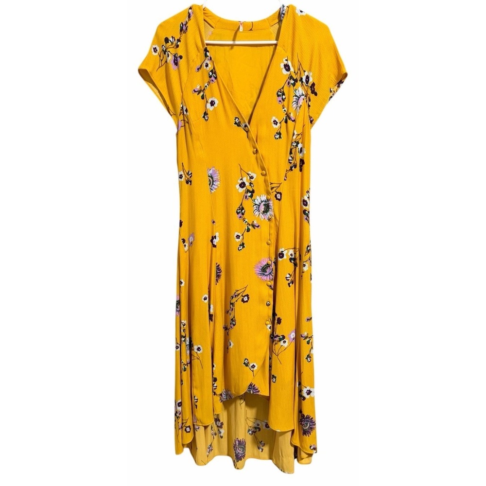 Free‎ People Lost In You Floral Midi Dress Yellow Women's Size Small